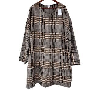 J. Jill Wool Blend Pebble MLT Plaid Sweater Jacket Womens 3X NWT Topper Cardigan